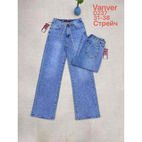 0237# голубые женские джинсы vanver (стрейч коттон, 6 ед, размеры батал: 31-38) выдача на следующий день Vanver