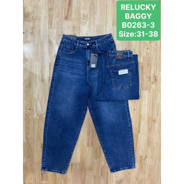 0263-36 / синие женские джинсы багги (RELUCKY, стрейчевые, 6 ед. размеры батал: 31, 32, 32, 32, 34, 34) Relucky