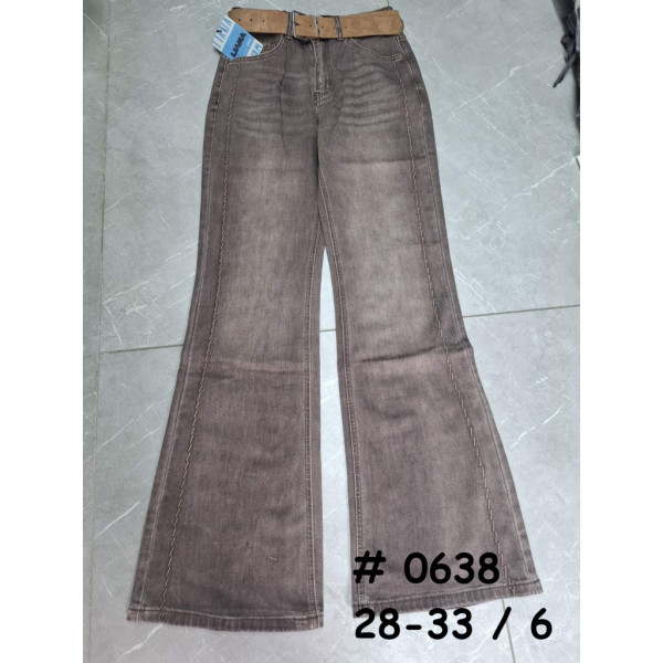 0638# коричневые женские джинсы (стрейч коттон, 6 ед, размеры полубатал: 28-33) выдача на следующий день Джинсы