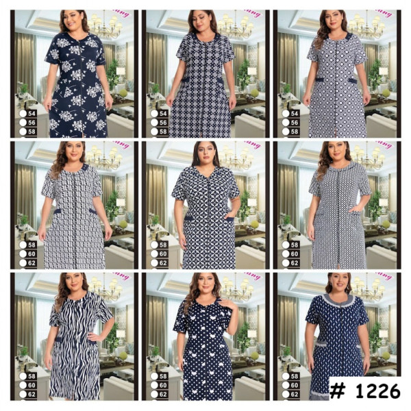 1226# выбор модели женский халат (вискоза, 5 ед, размеры батал: 58-66) выдача на следующий день Халат