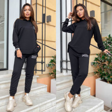 15115-1 / черный женский спортивный костюм (Yola, из двунитки, 5 ед. размеры: S. S. S. M.L) YOLA