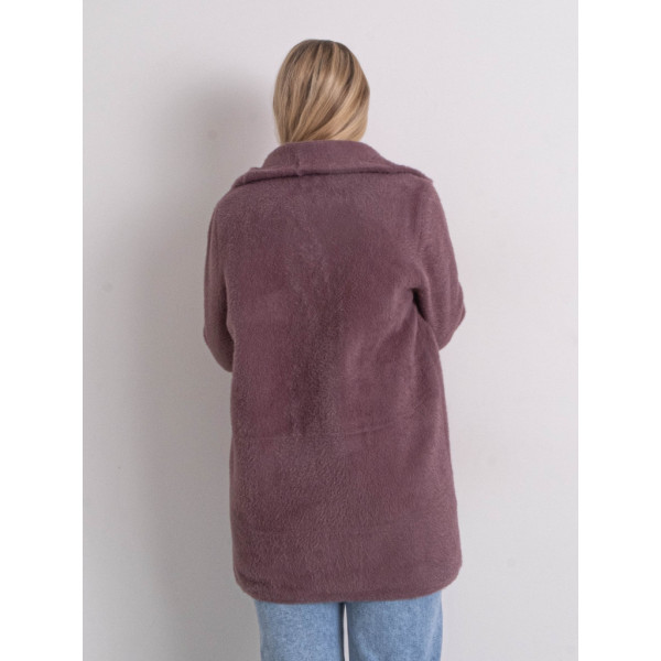 0565-32 темно-сиреневый женский кардиган (шерсть альпаки, на змейке, 1 ед. универсальный полубатальный размер: 48-52) Кардиган