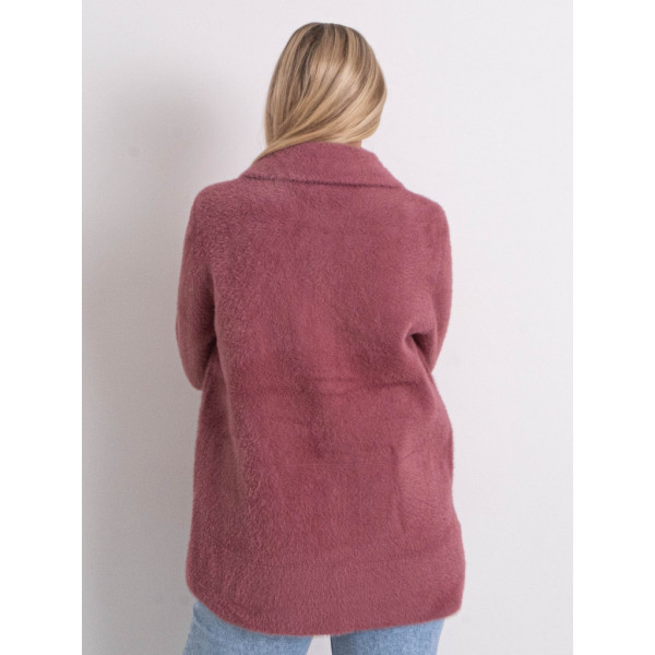 0562-28 фрезовый женский кардиган (шерсть альпаки, на пуговицах, 1 ед. универсальный полубатальный размер: 46-52) Кардиган