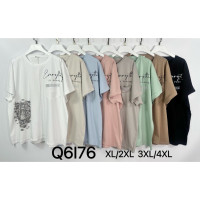 6176# микс цветов женская футболка (Kiss me, 10 ед, размеры батал: 2XL-4XL) выдача на следующий день Kiss me