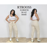 6186# бежевые женские джинсы (RTROOSS, стрейч коттон, 6 ед, размеры батал: 36-42) выдача на следующий день RTROOSS