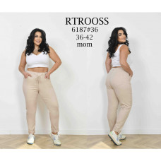 6187# бежевые женские джинсы (RTROOSS, стрейч коттон, 6 ед, размеры батал: 36-42) выдача на следующий день RTROOSS