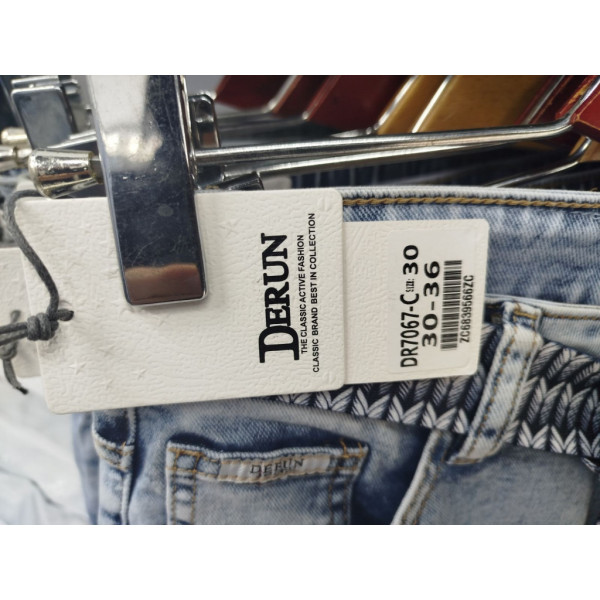 7067# голубые женские джинсовые шорты-юбка(Derun, стрейч, 6 ед, размеры батал: 30-36) выдача на следующий день Derun