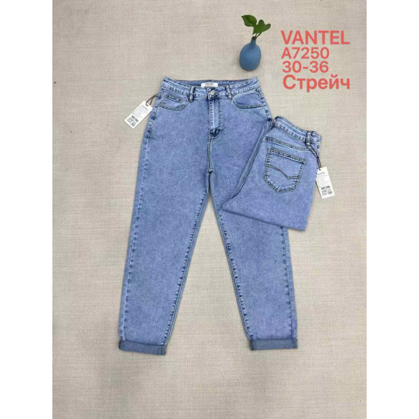 7250# голубые женские джинсы vanver (стрейч коттон, 6 ед, размеры батал: 30-36) выдача на следующий день Vanver