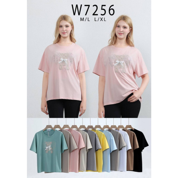 7256 # микс цветов женская футболка (10 ед, размеры норма: M-XL) выдача на следующий день Kiss me