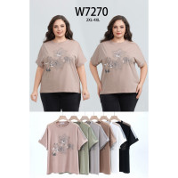 7270# мікс кольорів жіноча футболка (Kiss me, 10 од., розміри батал: 2XL-4XL) видача наступного дня Kiss me