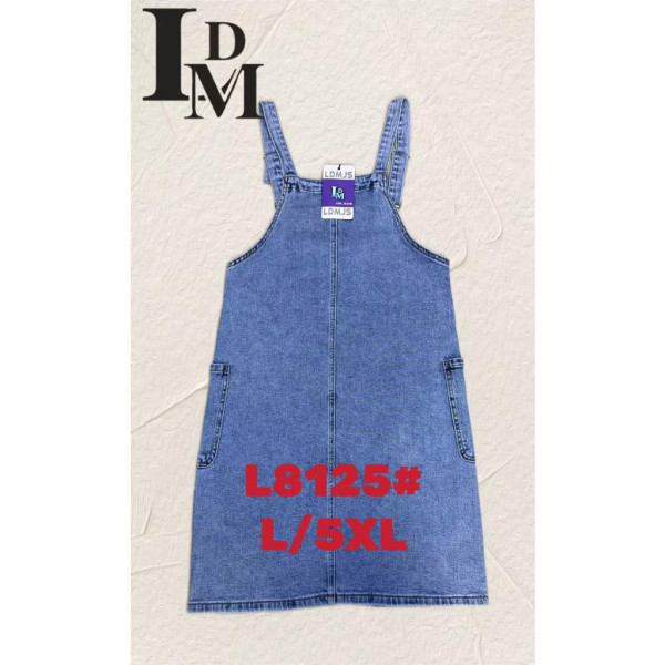 8125# голубой женский джинсовый сарафан (LDM, 6 ед, размеры батал: L-5XL) выдача на следующий день Сарафан