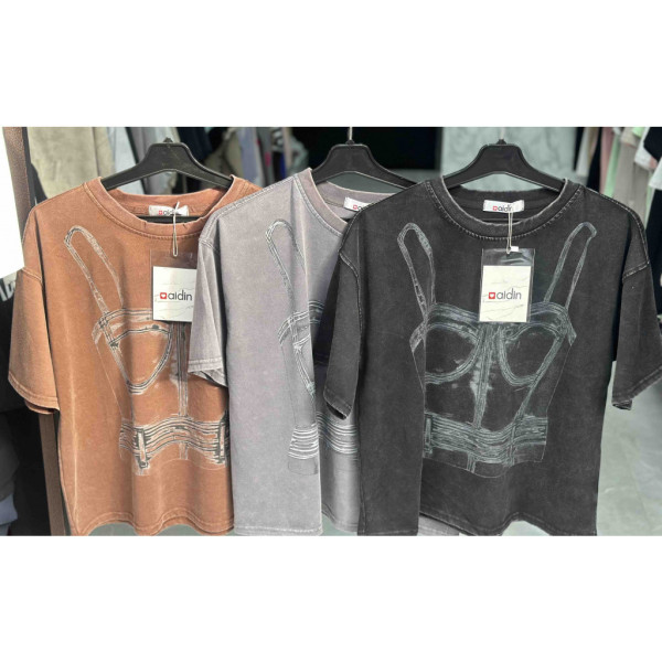 8886-1# микс цветов женская футболка (варенка, 3 ед, размеры норма: M-L универсальный) выдача на следующий день Футболка