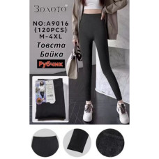 9016 байка черные женские термо лосины (рубчик, 4 ед. универсальный размер нормы: M-4XL) Лосины