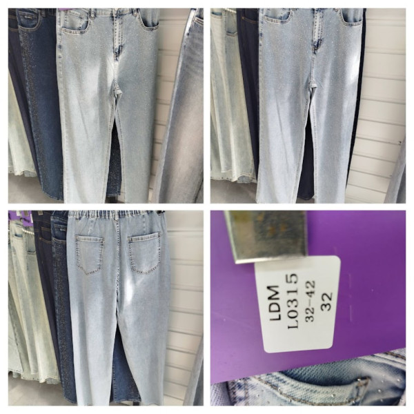 0315# сірі жіночі джинси на резинці з камінням (стрейч-коттон, 6 од., розміри батал: 32-42) видача наступного дня LDM