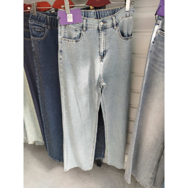 0315# сірі жіночі джинси на резинці з камінням (стрейч-коттон, 6 од., розміри батал: 32-42) видача наступного дня LDM