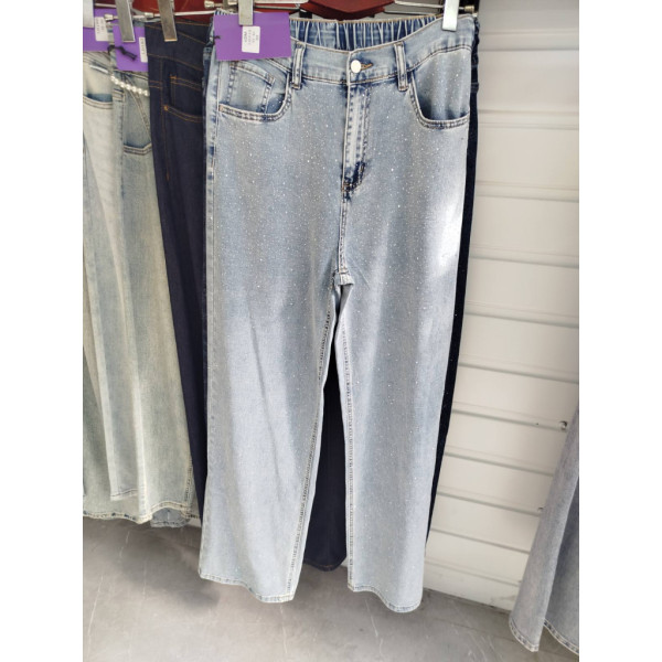 0315# сірі жіночі джинси на резинці з камінням (стрейч-коттон, 6 од., розміри батал: 32-42) видача наступного дня LDM