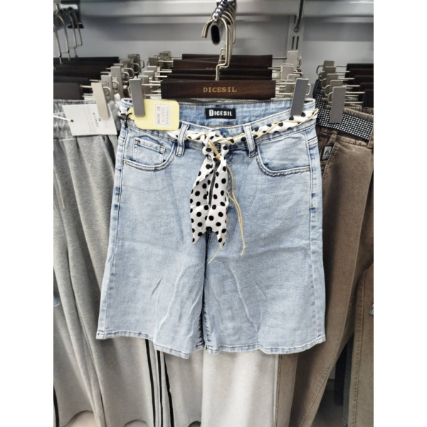 6012# голубые женские джинсовые шорты (стрейч коттон, 6 ед, размеры полубатал: 28-33) выдача на следующий день Шорты