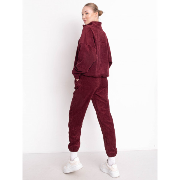 4518-3 YOLA БОРДОВЫЙ вельветовый спортивный костюм женский (4 ед.размеры: S.M.L.XL) YOLA