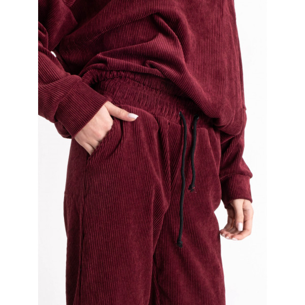 4518-3 YOLA БОРДОВЫЙ вельветовый спортивный костюм женский (4 ед.размеры: S.M.L.XL) YOLA