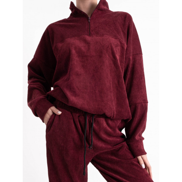 4518-3 YOLA БОРДОВЫЙ вельветовый спортивный костюм женский (4 ед.размеры: S.M.L.XL) YOLA