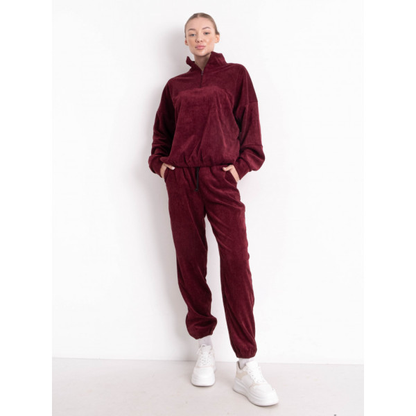 4518-3 YOLA БОРДОВЫЙ вельветовый спортивный костюм женский (4 ед.размеры: S.M.L.XL) YOLA