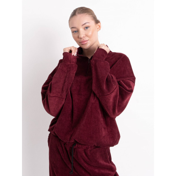 4518-3 YOLA БОРДОВЫЙ вельветовый спортивный костюм женский (4 ед.размеры: S.M.L.XL) YOLA