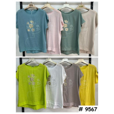 9567# выбор цвета женская футболка (лён, 4 ед, размеры батал: 3XL-6XL) выдача на следующий день Футболка