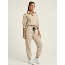 0570-2 светло-бежевый женский спортивный костюм (5'TH AVENUE, турецкая двухнитка, манжет, кофта на затяжке, 3ед, размеры норма:42, 44, 46) 5`th Avenue