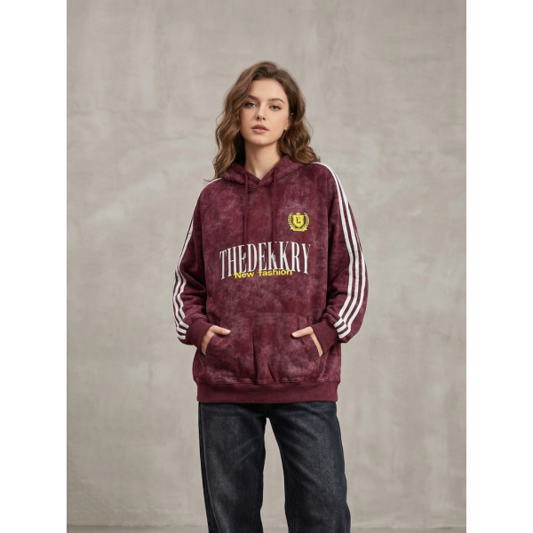 3903-5 бордовый женский батник (двухнитка, варка, с капюшоном , 1 ед, универсальный размер норма : M/XL) Батник