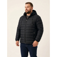28277-1 черная мужская куртка (синтепон, с капюшоном, 5ед, размеры батал: 56, 58, 60, 62, 64) Куртка