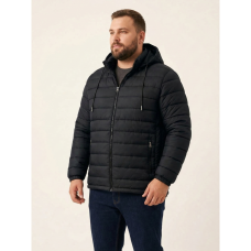 28277-1 черная мужская куртка (синтепон, с капюшоном, 5ед, размеры батал: 56, 58, 60, 62, 64) Куртка