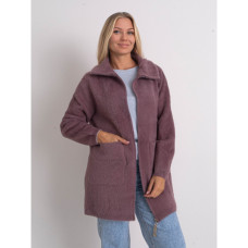 0565-32 темно-сиреневый женский кардиган (шерсть альпаки, на змейке, 1 ед. универсальный полубатальный размер: 48-52) Кардиган