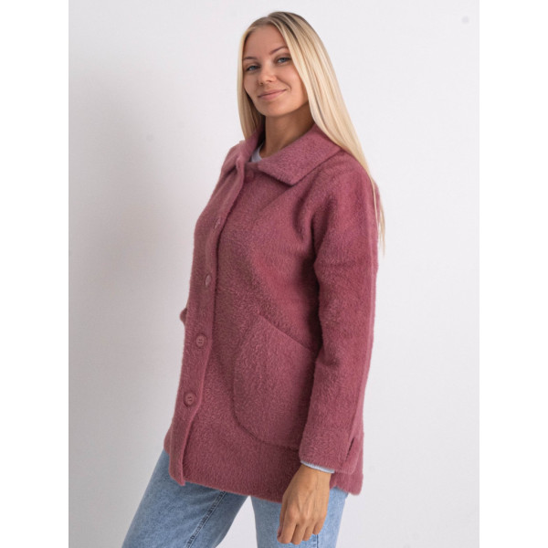 0562-28 фрезовый женский кардиган (шерсть альпаки, на пуговицах, 1 ед. универсальный полубатальный размер: 46-52) Кардиган