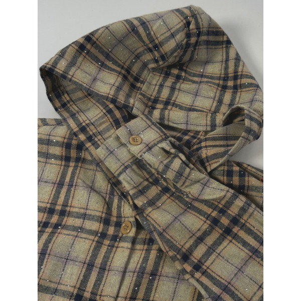 7758-100 бежевая женская рубашка (JJF. с камнями и капюшоном, 4 ед, размеры полубатал: 3XL, 4XL, 5XL, 6XL) JJF