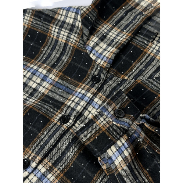 7758-13 темно-бежевая женская рубашка (JJF. с камнями и капюшоном, 4 ед, размеры полубатал: 3XL, 4XL, 5XL, 6XL) JJF