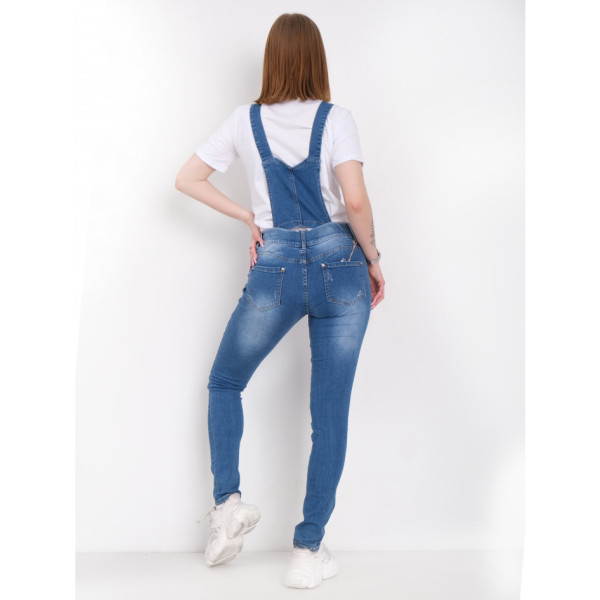 0904-3 синій жіночий джинсовий комбінезон (стрейчевий, 3 од. розміри норма: S. M. L)