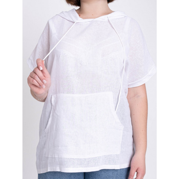 3565-10 біла жіноча футболка (льон, 4 од. розміри батал: 3XL. 4XL. 5XL. 6XL)