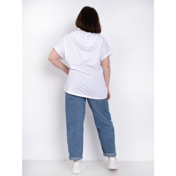 3565-10 біла жіноча футболка (льон, 4 од. розміри батал: 3XL. 4XL. 5XL. 6XL)