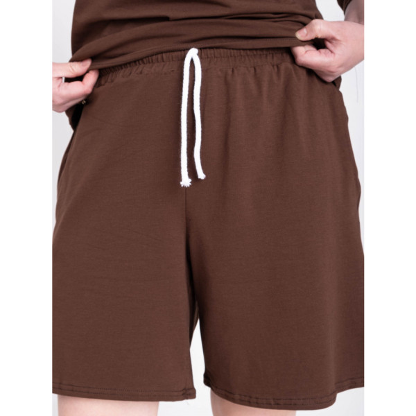 1691-9 коричневий жіночий костюм двійка (футболка + шорти) (5'TH AVENUE, турецька бавовна, 3 од. розміри напівбатал: 48. 50. 52)