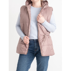 0751-30 бежева жіноча жилетка (5'TH AVENUE, синтепон, з капюшоном, 3 од. розміри напівбатал: 48. 50. 52)