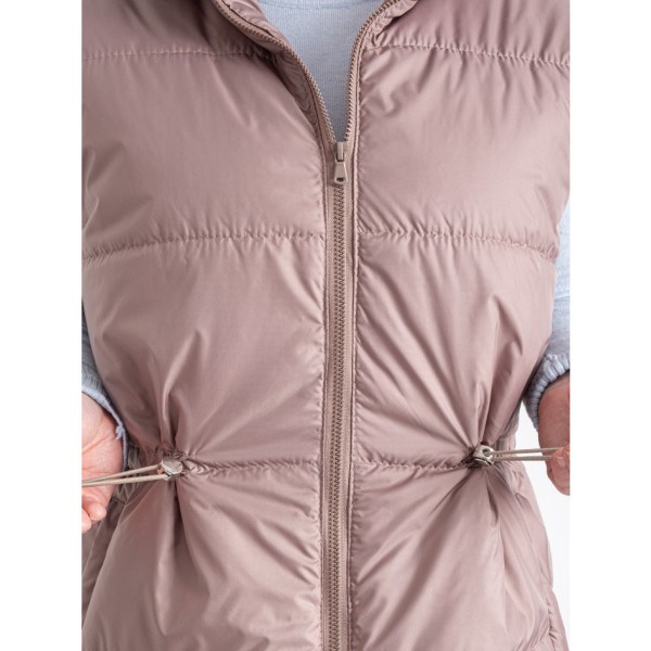 0751-30 бежева жіноча жилетка (5'TH AVENUE, синтепон, з капюшоном, 3 од. розміри напівбатал: 48. 50. 52)