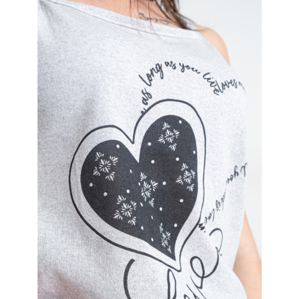 3144-6 сіра жіноча піжама з принтом (майка + шорти) (4 од. розміри норма: M. L. XL. 2XL) партія 3099