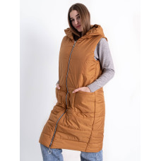 90035-33 гірчична жіноча жилетка (синтепон, подовжена, 3 од. розміри норма: S-M. S-M. L-XL)