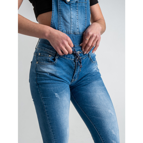 0904-3 синій жіночий джинсовий комбінезон (стрейчевий, 3 од. розміри норма: S. M. L)