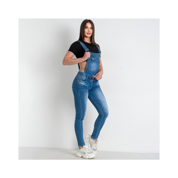 0904-3 синій жіночий джинсовий комбінезон (стрейчевий, 3 од. розміри норма: S. M. L)