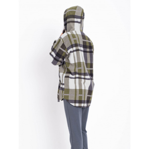 7577-75 хакі жіноча тепла сорочка (фліс, з капюшоном, 4од. розміри напівбатал: 52, 54, 56, 58)