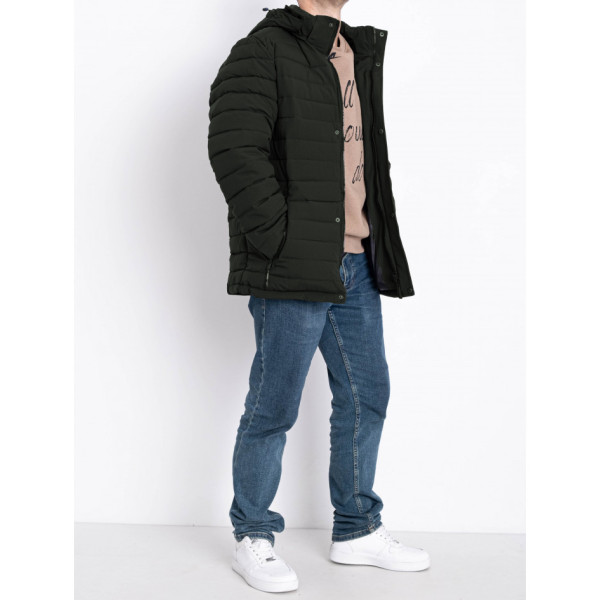 0001-7 темно-зелена чоловіча тепла куртка (5 од., розміри норма: 48. 50. 52. 54. 56)