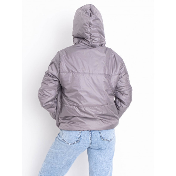 5010-41 сіра куртка-зефірка з капюшоном на синтепоні (2 од. розміри: 42/44.46/48)