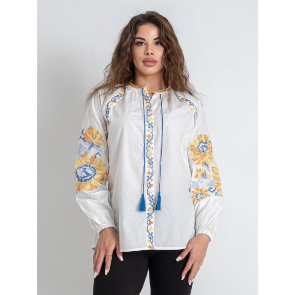 5151-10 # белая женская вышиванка (хлопок, 5 ед. размеры норма: S. M. L. XL. 2XL) выдача на следующий день