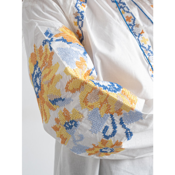 5151-10 # белая женская вышиванка (хлопок, 5 ед. размеры норма: S. M. L. XL. 2XL) выдача на следующий день